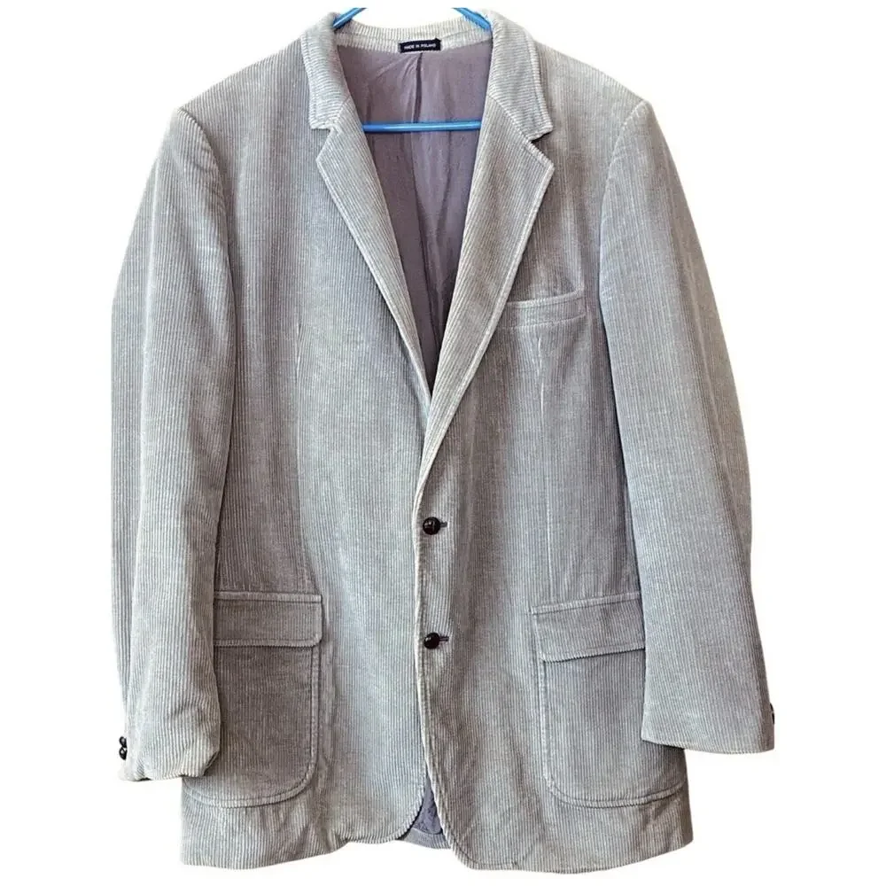 BRAD WHITNEY Mens Wide-Wale Tan Corduroy Western Blazer XL (46) Vintage Poland